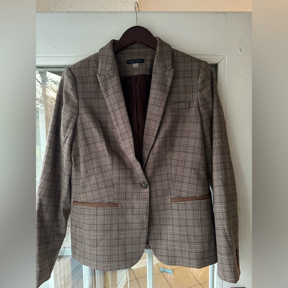 Tommy Hilfiger Women's Plaid-Print Elbow-Patch Blazer